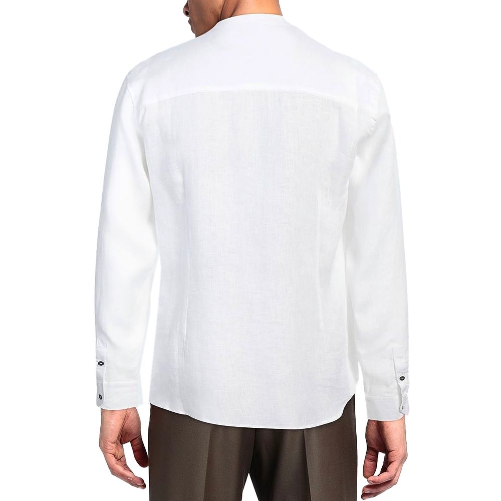 Alpha Studio White Linen Shirt - Timeless Elegance Redefined