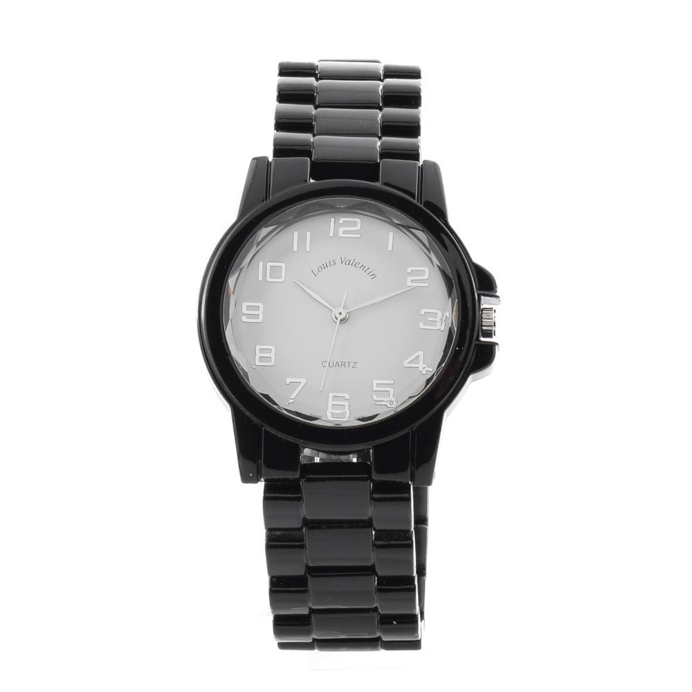 Louis Valentin Black Stainless Steel Watch for Timeless Elegance