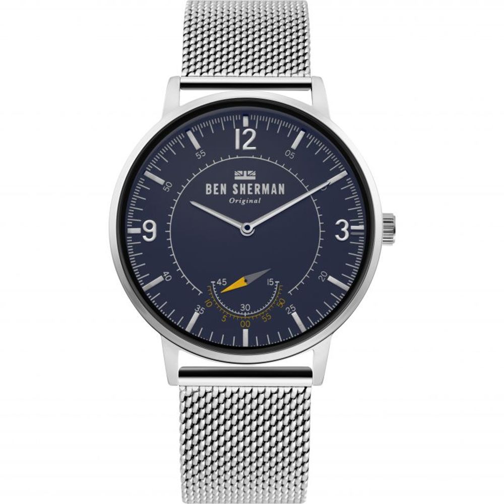 Ben Sherman Silver Steel Watch with Blue Dial Elegance