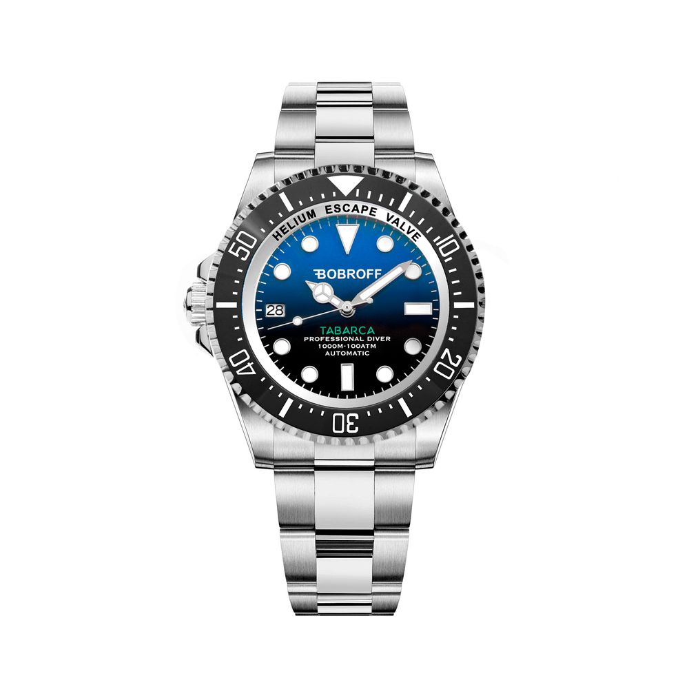 Bobroff Silver Stainless Steel Watch with Blue Dial Elegance