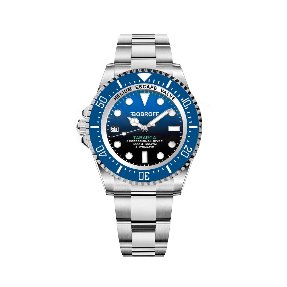 Bobroff Silver Stainless Steel Watch with Blue Dial