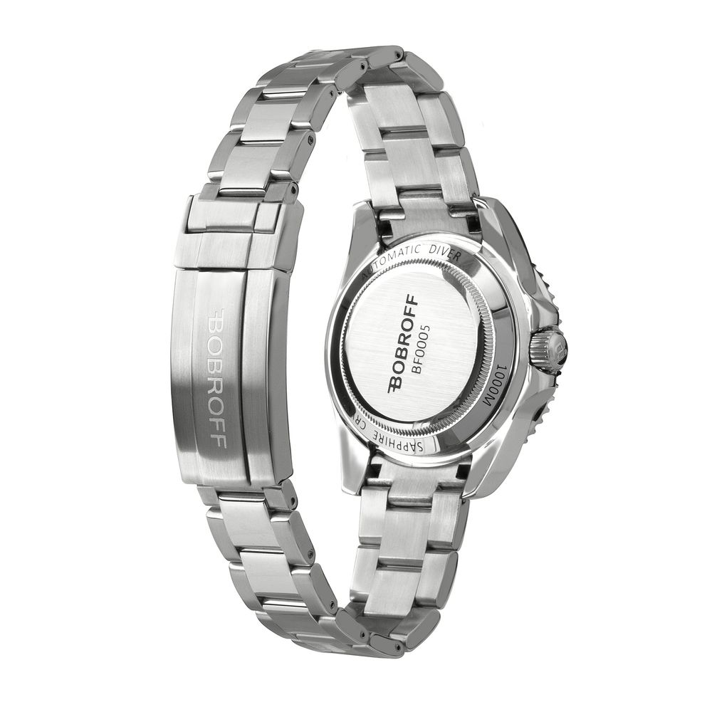 Bobroff Silver Stainless Steel Watch with Green Dial