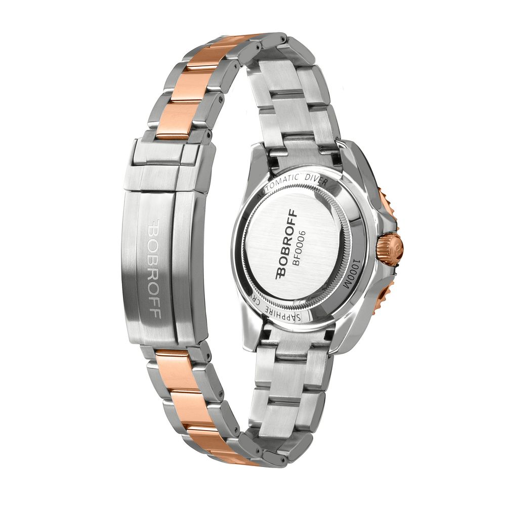 Bobroff Silver Stainless Steel Watch with Elegant Blue Dial