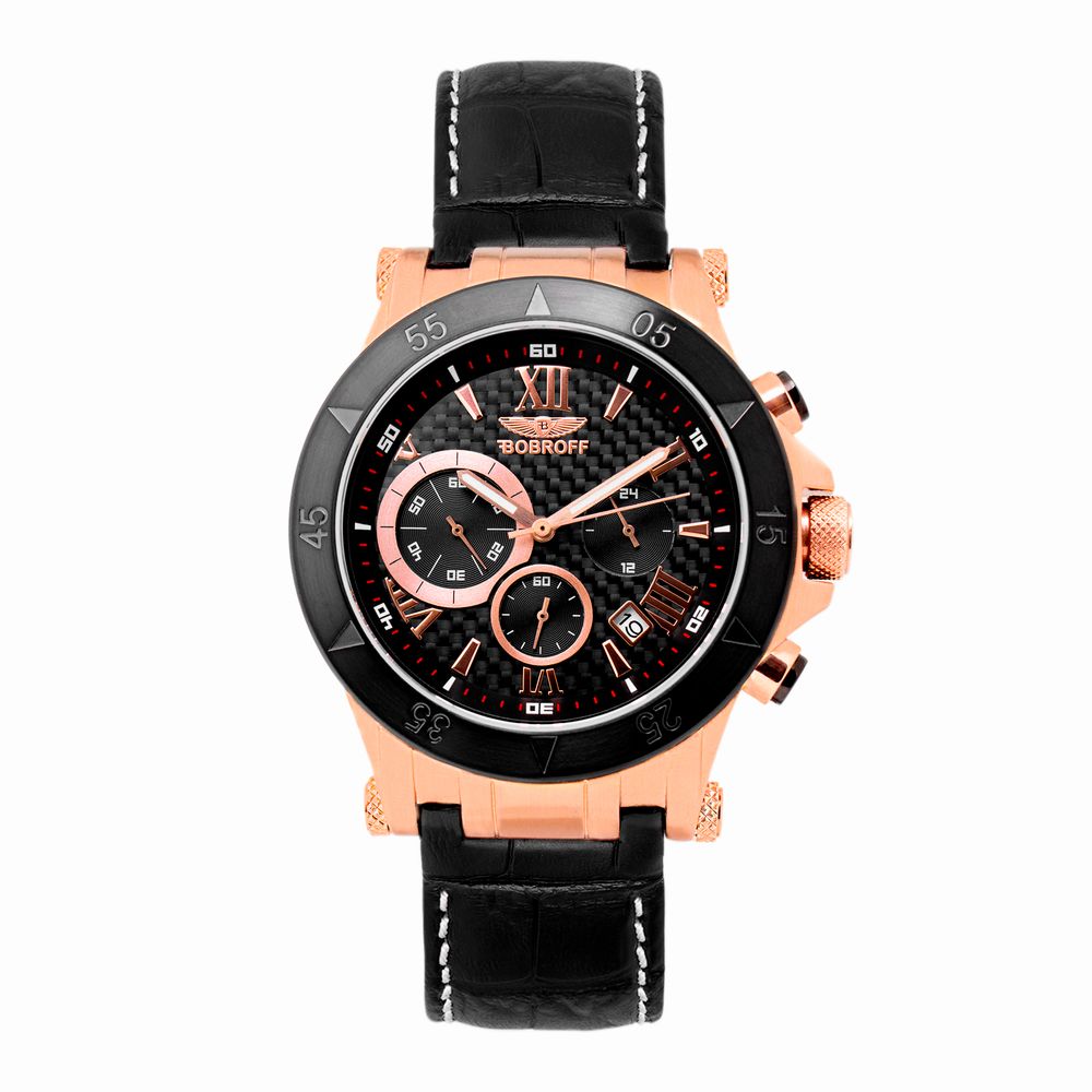 Bobroff Black Leather Watch - Timeless Elegance Redefined