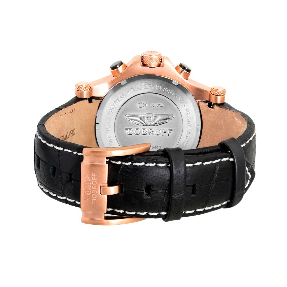 Bobroff Black Leather Watch - Timeless Elegance Redefined
