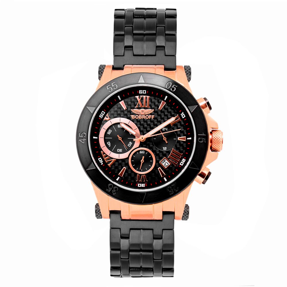 Bobroff Black Stainless Steel Watch - Timeless Elegance