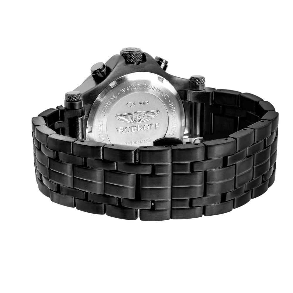 Bobroff Black Stainless Steel Watch with Carbon Fiber Dial
