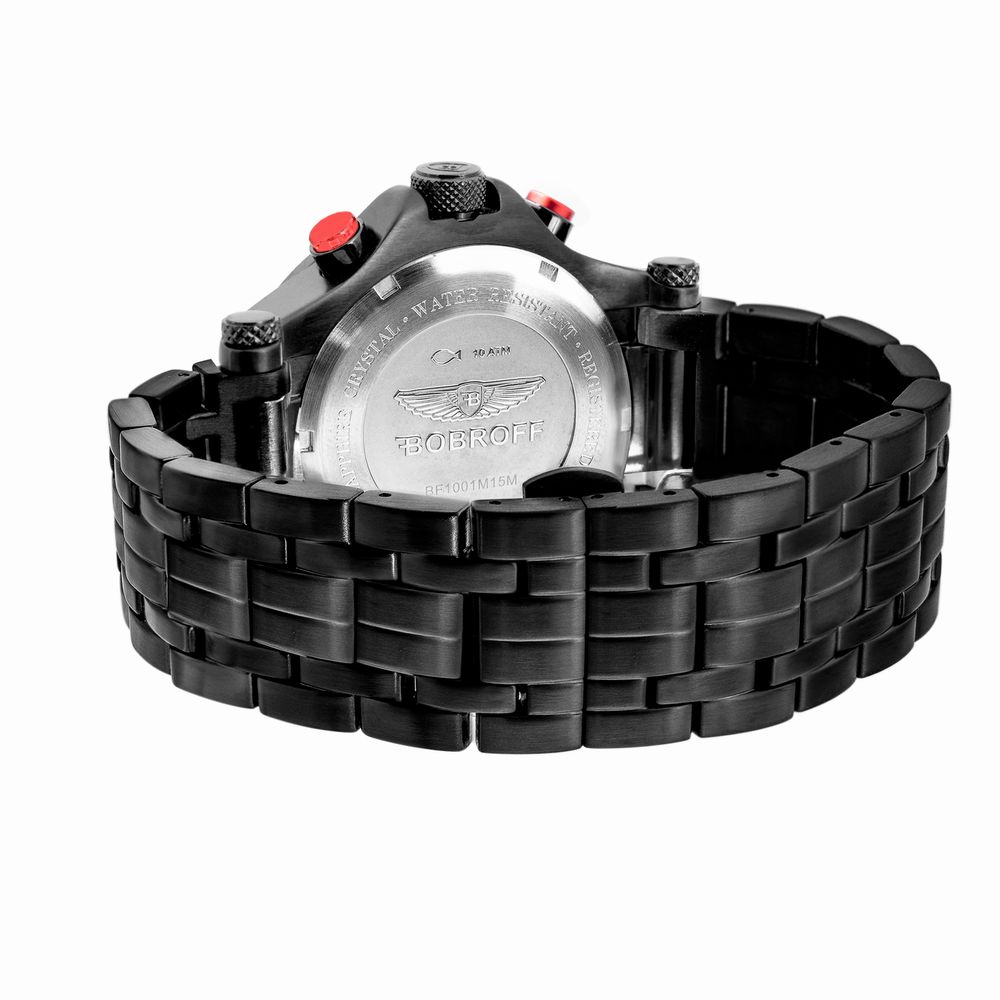 Bobroff Black Stainless Steel Watch with Carbon Fiber Dial