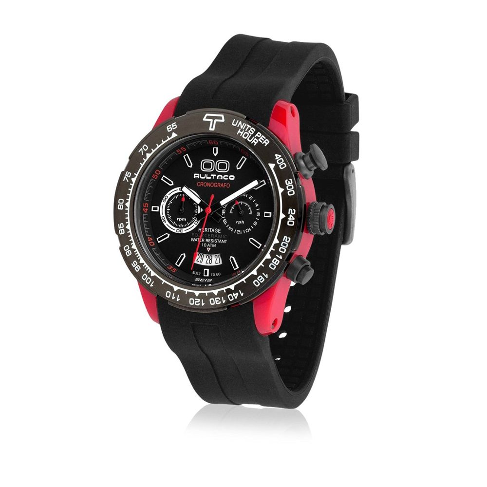 Bultaco Black Rubber Watch - Timeless Elegance Redefined