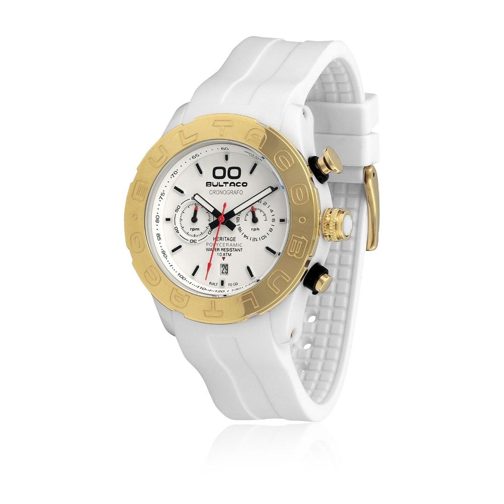 Bultaco White Rubber Watch - Elegant Sporty Timepiece