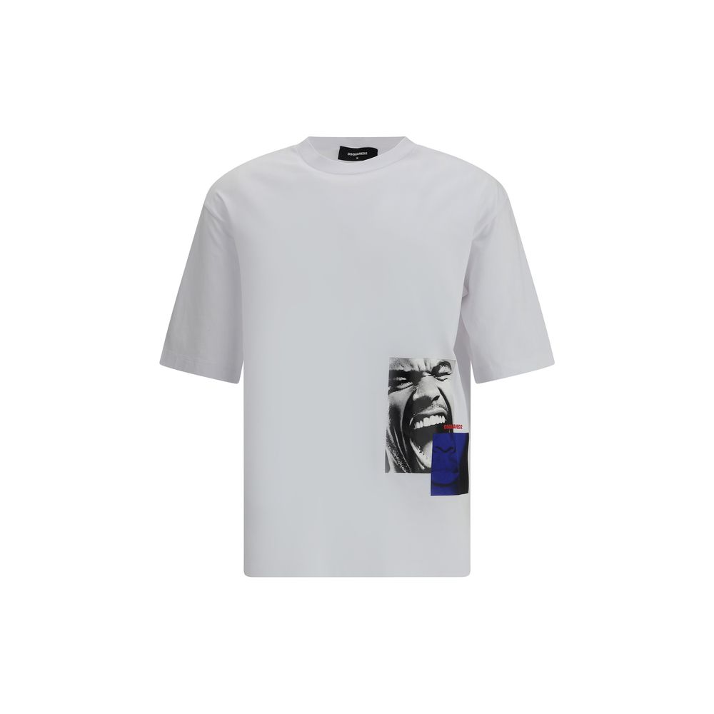 Dsquared² White Cotton T-Shirt with Print for Elevated Casual Style