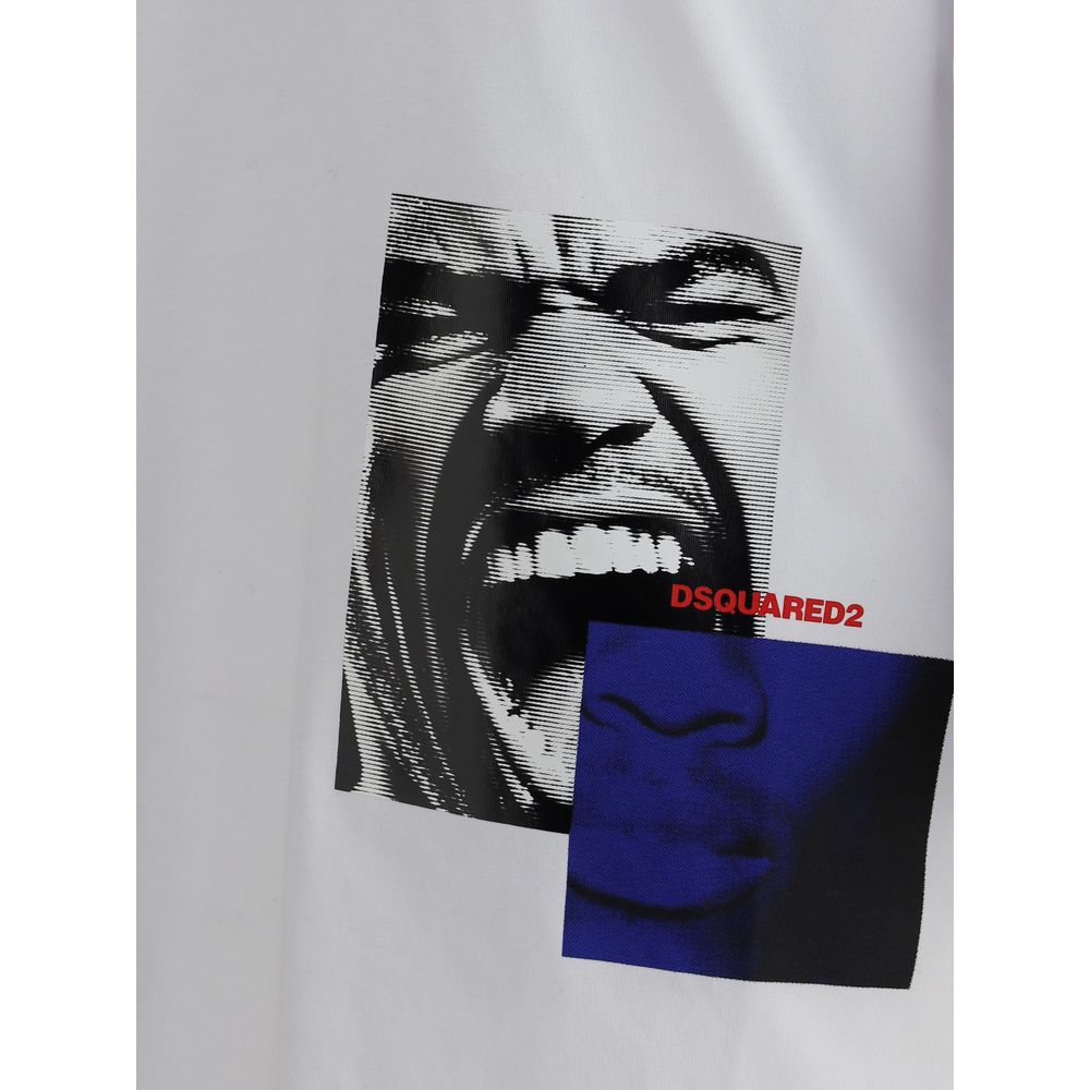 Dsquared² White Cotton T-Shirt with Print for Elevated Casual Style
