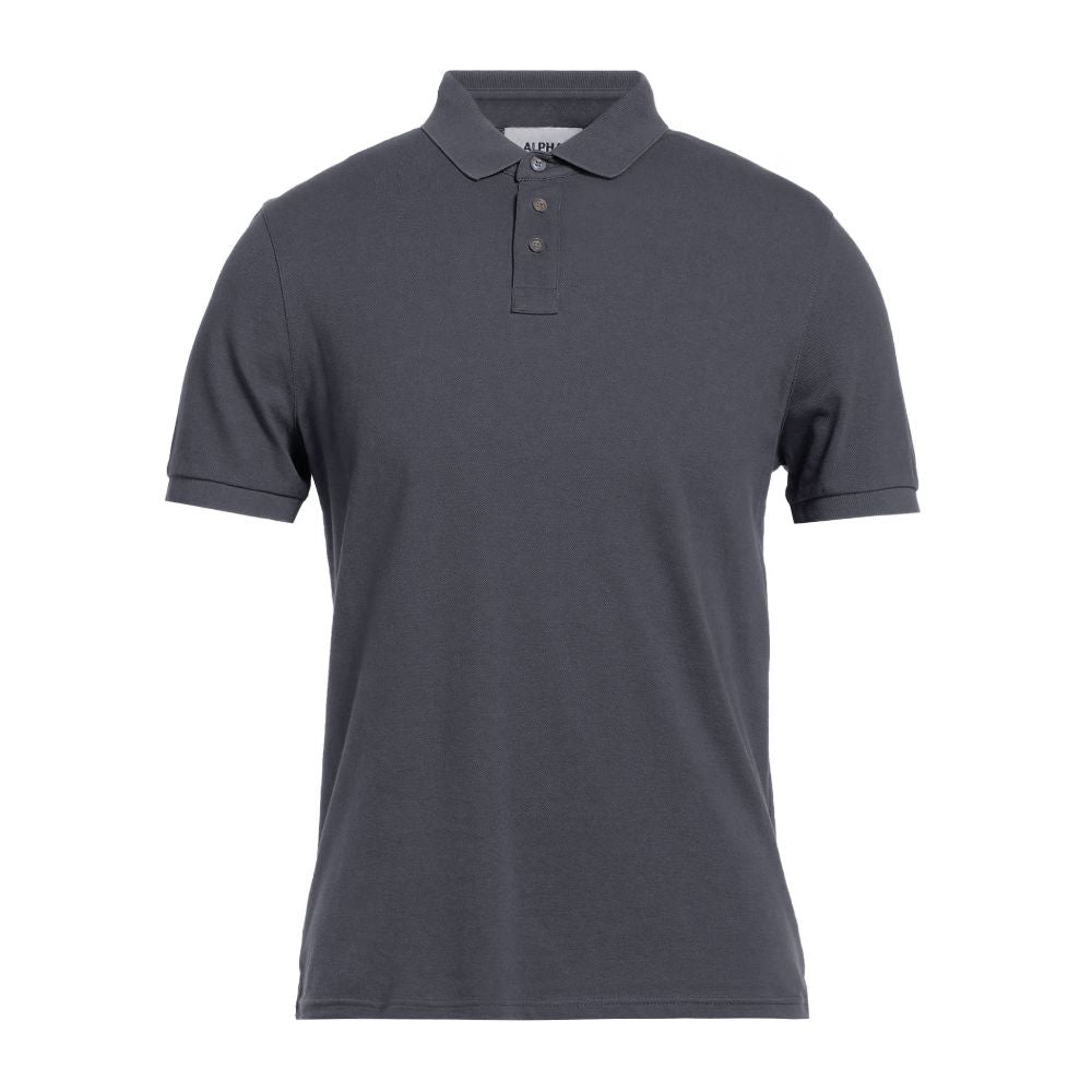Alpha Studio Gray Cotton Polo Shirt for Elevated Style