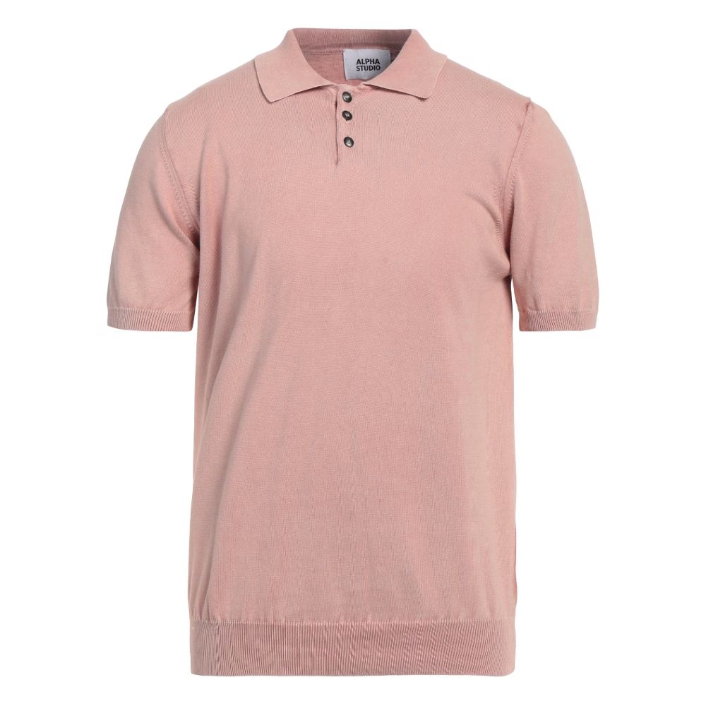 Alpha Studio Pink Cotton Polo Shirt for Effortless Elegance