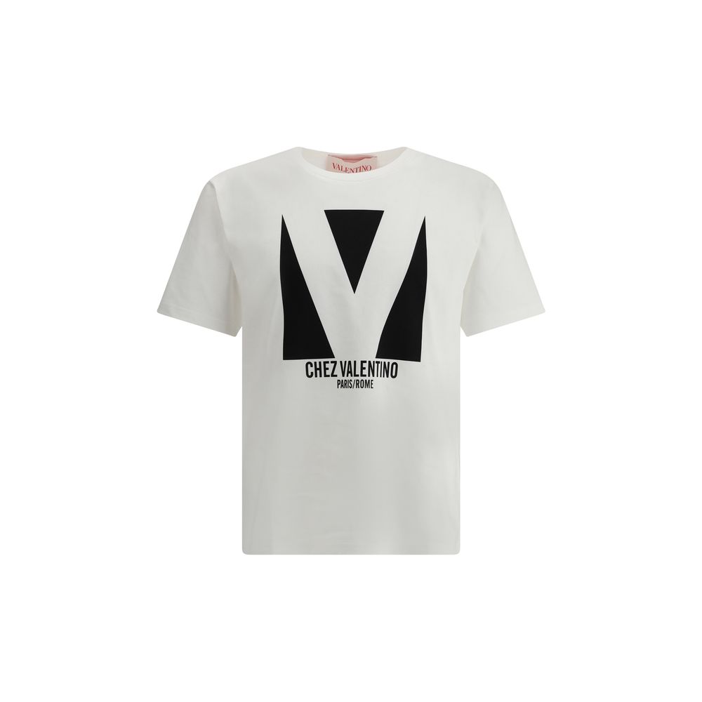 Valentino White Luxe Cotton Maxi Print T-Shirt