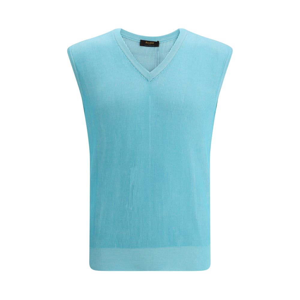 MooRER Grey Wool Anson-sia Vest in Exquisite Ribbed Design