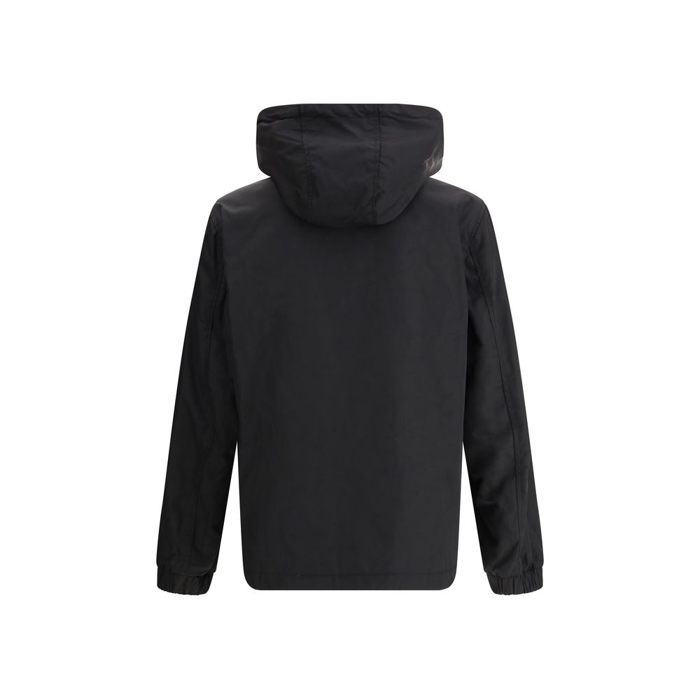 Philipp Plein Black Leather Hooded Jacket