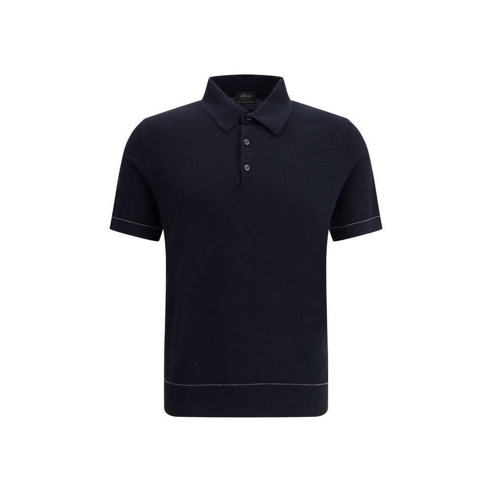 Brioni Navy Egyptian Cotton Polo Shirt Crafted for Timeless Elegance