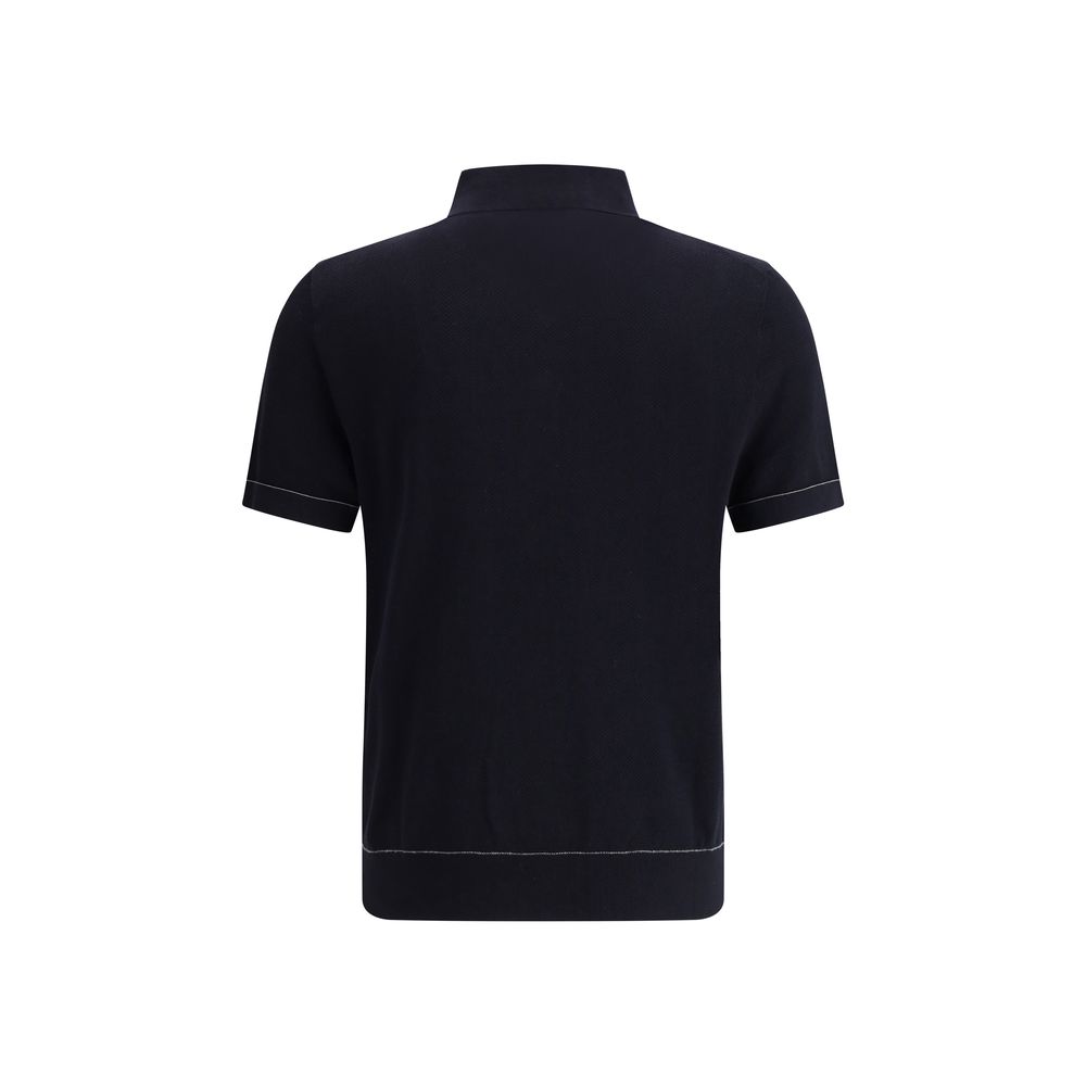 Brioni Navy Egyptian Cotton Polo Shirt Crafted for Timeless Elegance