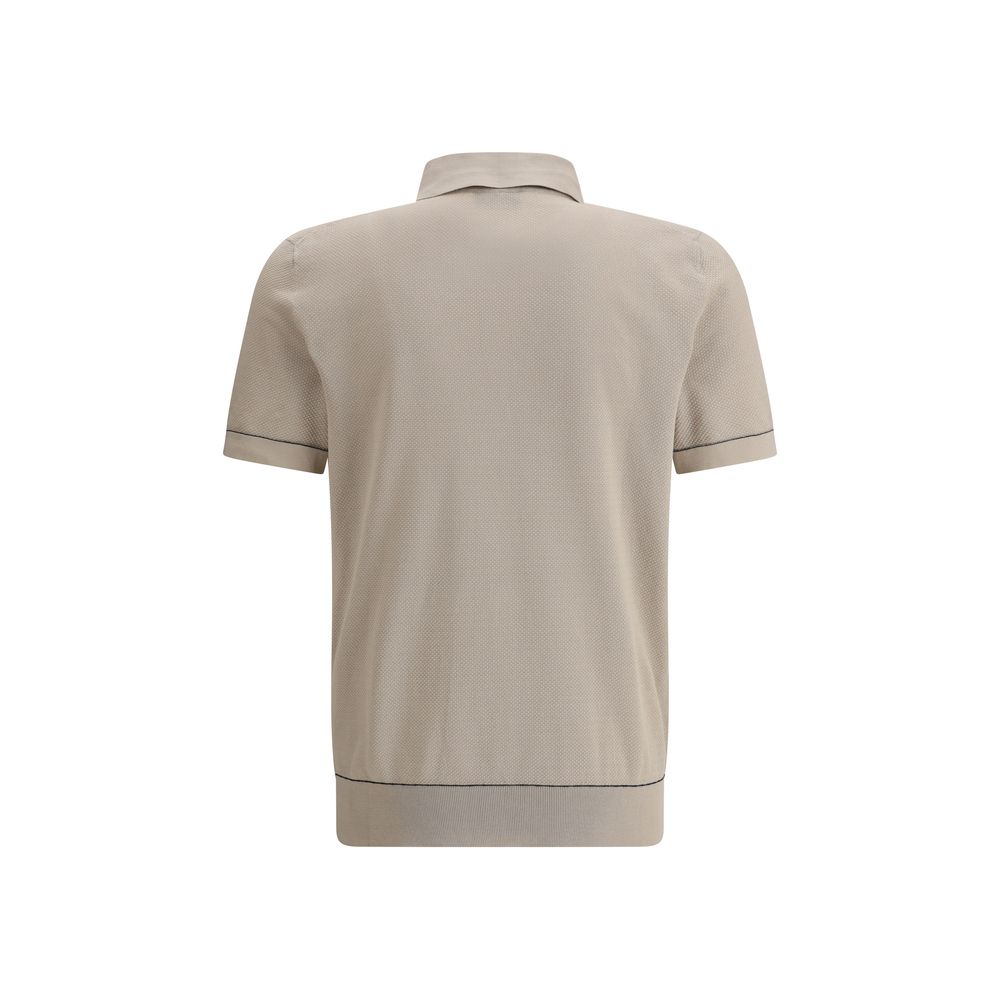 Brioni Navy Cotton Polo Shirt Crafted For Timeless Elegance