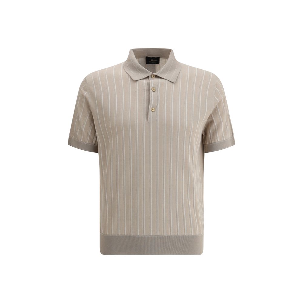 Brioni Navy Cotton Striped Polo Sweater for Timeless Elegance