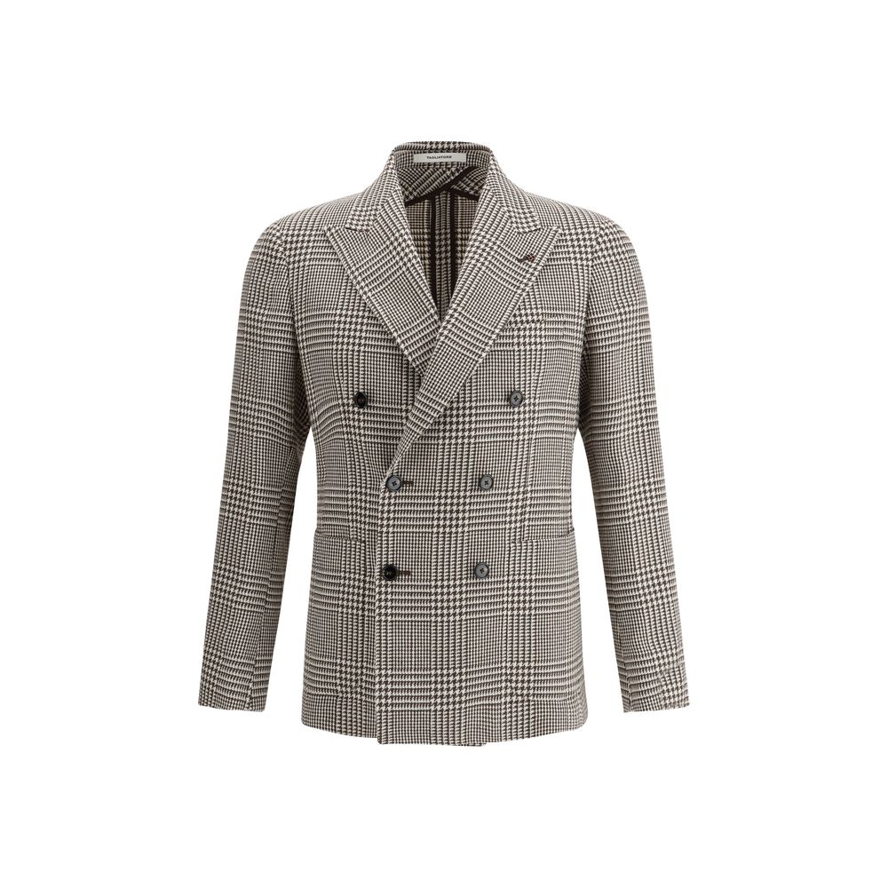 Tagliatore Grey Wool Houndstooth Jacket for Sophisticated Style