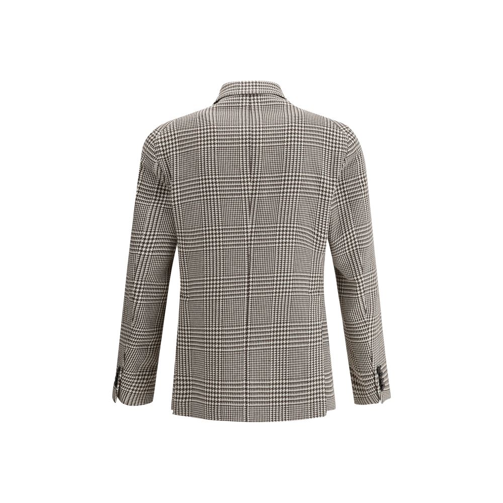 Tagliatore Grey Wool Houndstooth Jacket for Sophisticated Style
