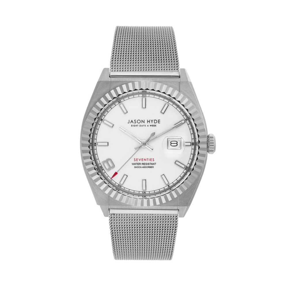 Jason Hyde Gray Steel Watch - Sophisticated Timepiece