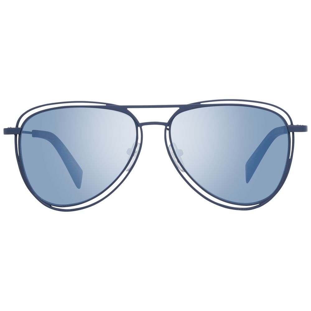 Yohji Yamamoto Blue Metal Sunglasses with Mirrored Lenses