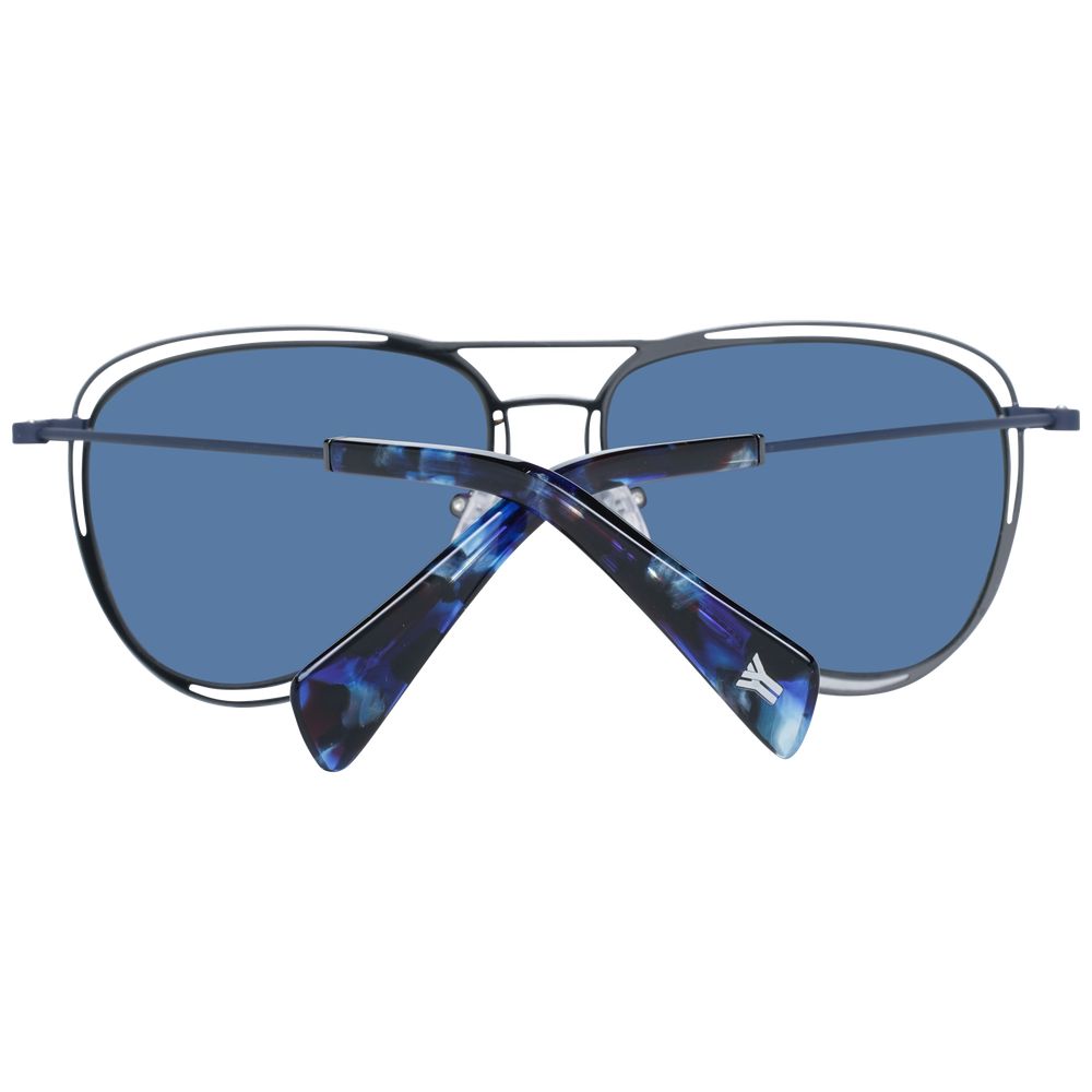 Yohji Yamamoto Blue Metal Sunglasses with Mirrored Lenses