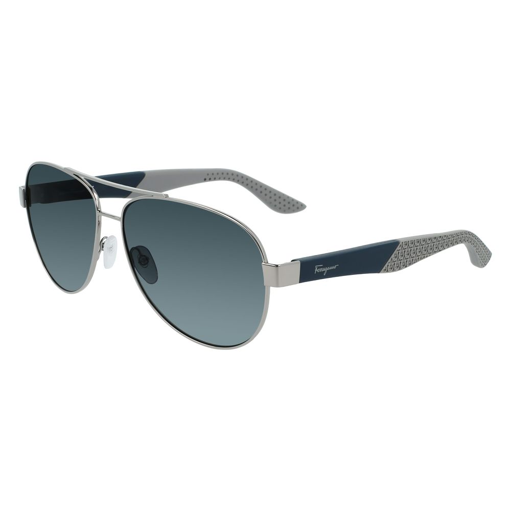 Ferragamo Gray Metal Sunglasses with Iconic Elegance