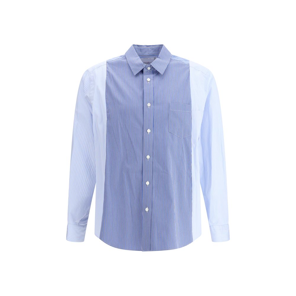 Sacai Navy Cotton Striped Shirt: Effortless Elegance Redefined
