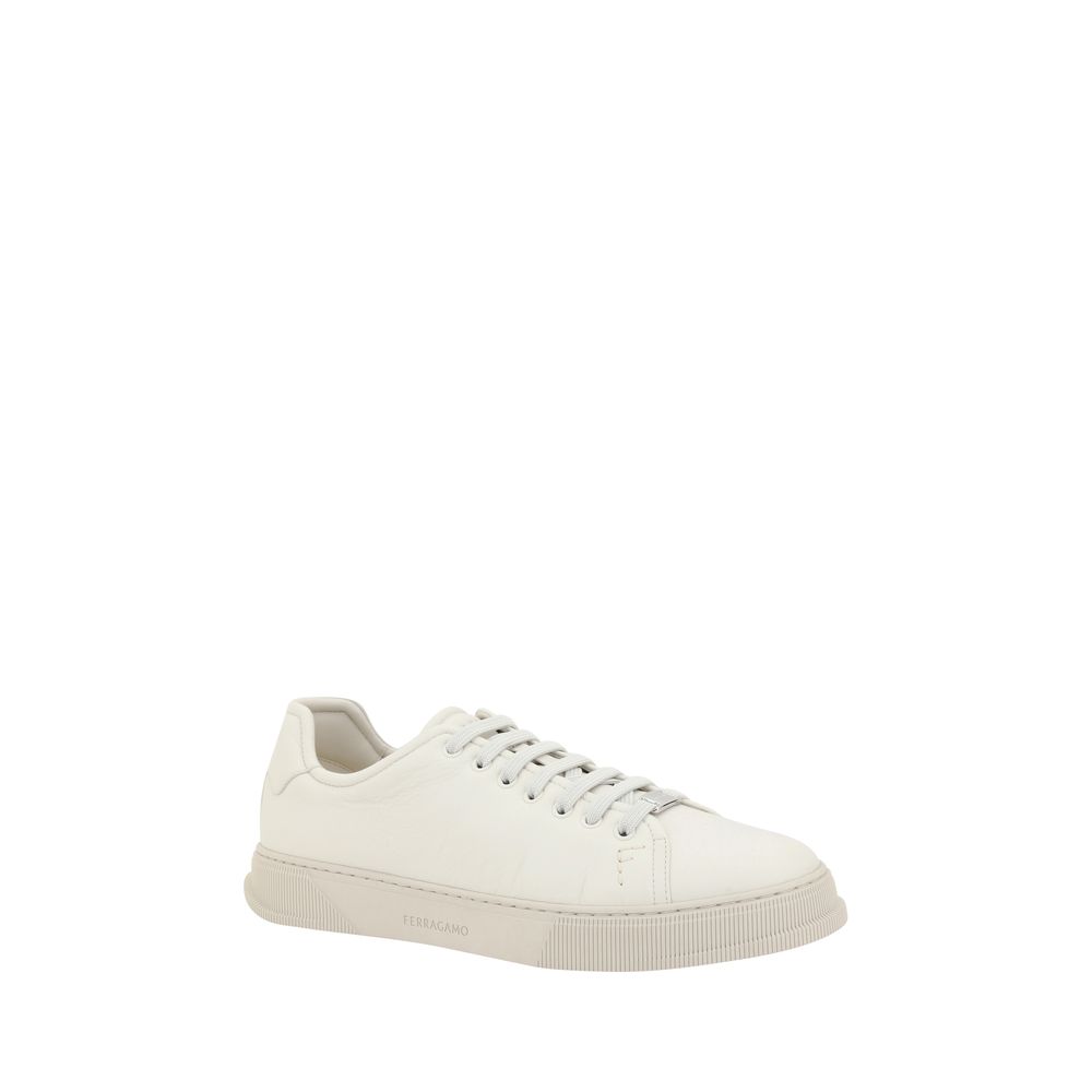 Ferragamo White Leather Sneakers - Sophisticated Everyday Elegance
