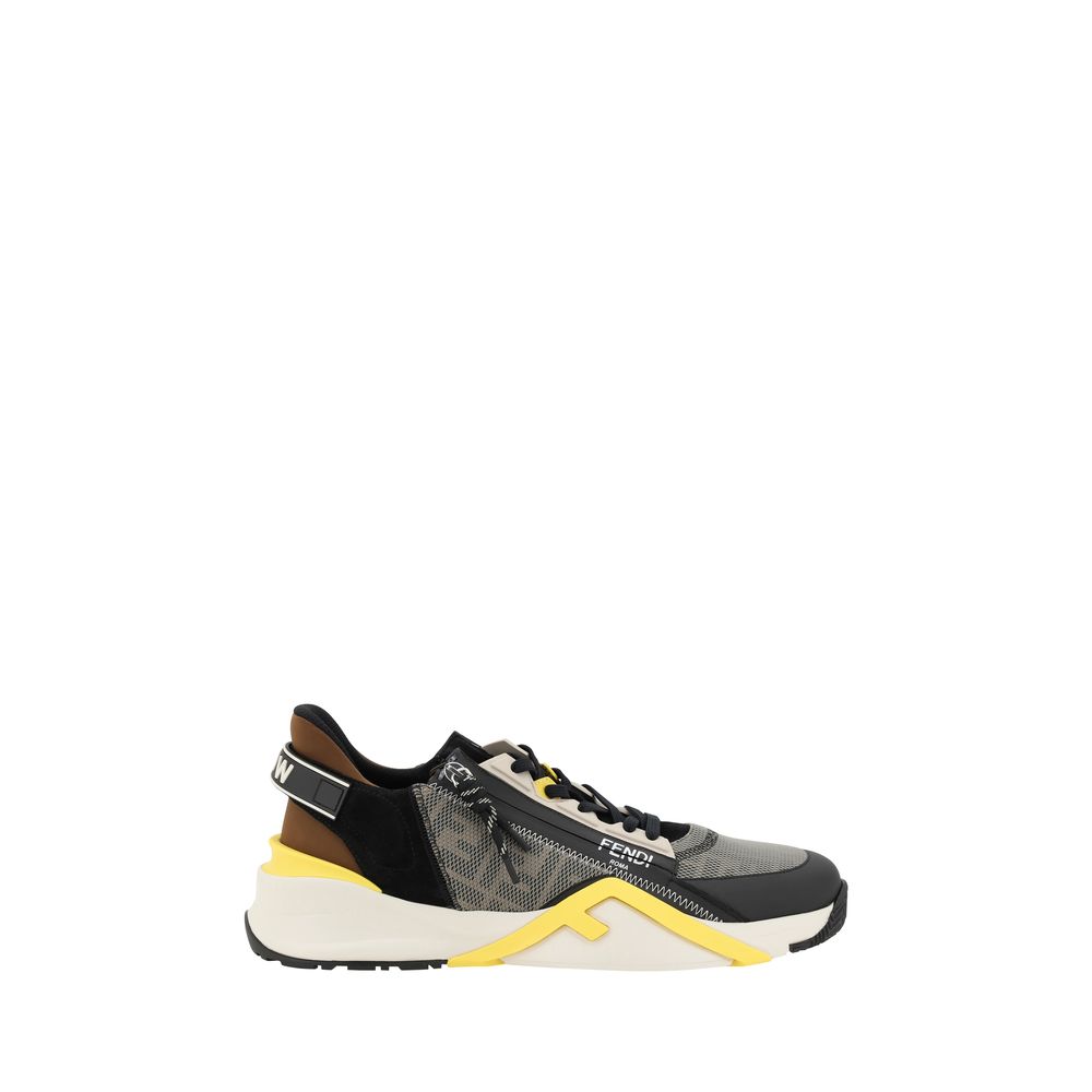Fendi White Leather Flow Sneakers - Luxurious Footwear Elegance