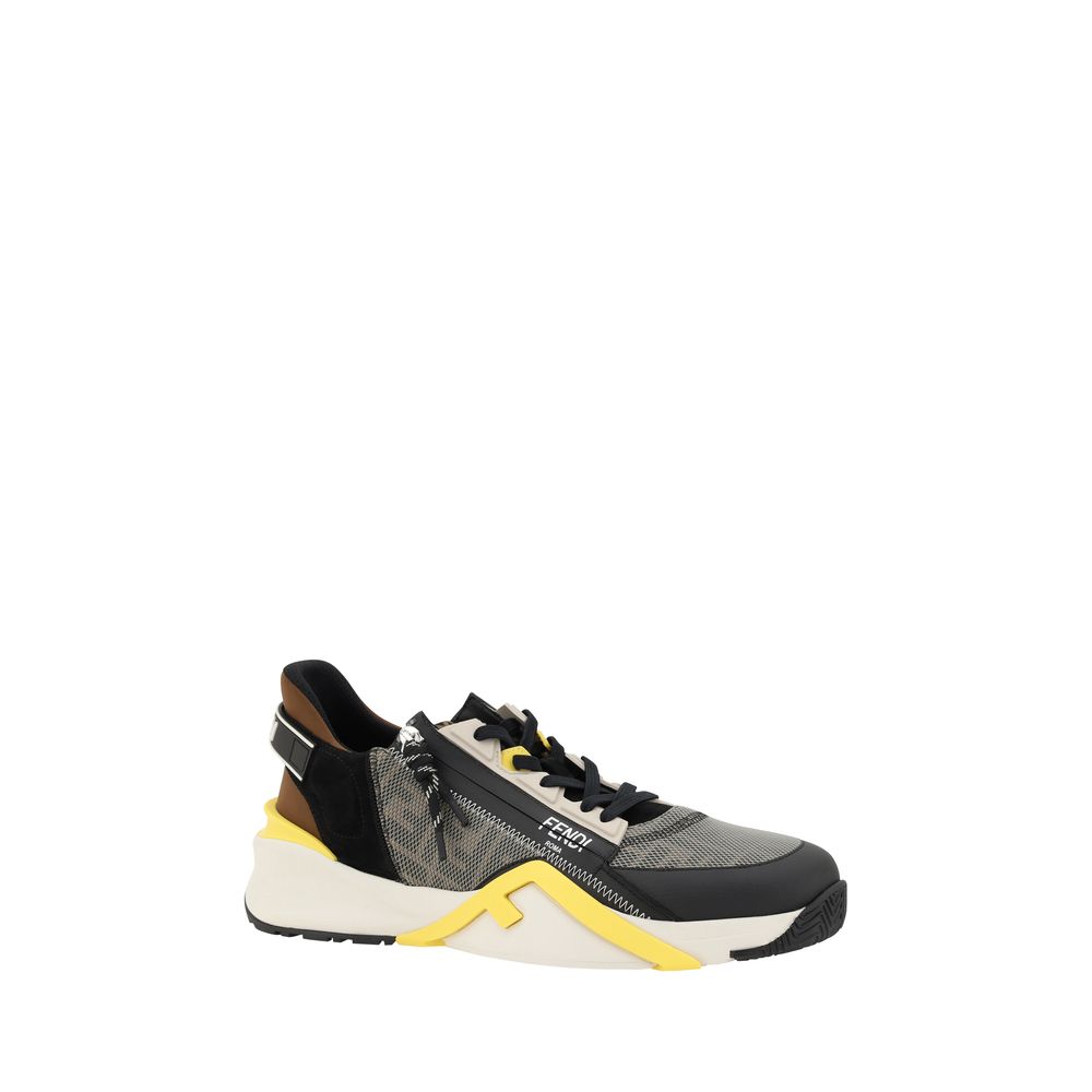 Fendi White Leather Flow Sneakers - Luxurious Footwear Elegance