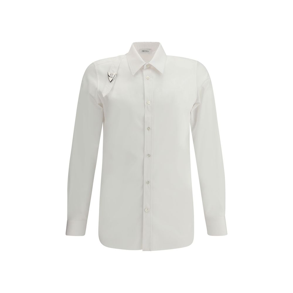 Alexander McQueen White Cotton Buckle Shirt - Modern Sophistication