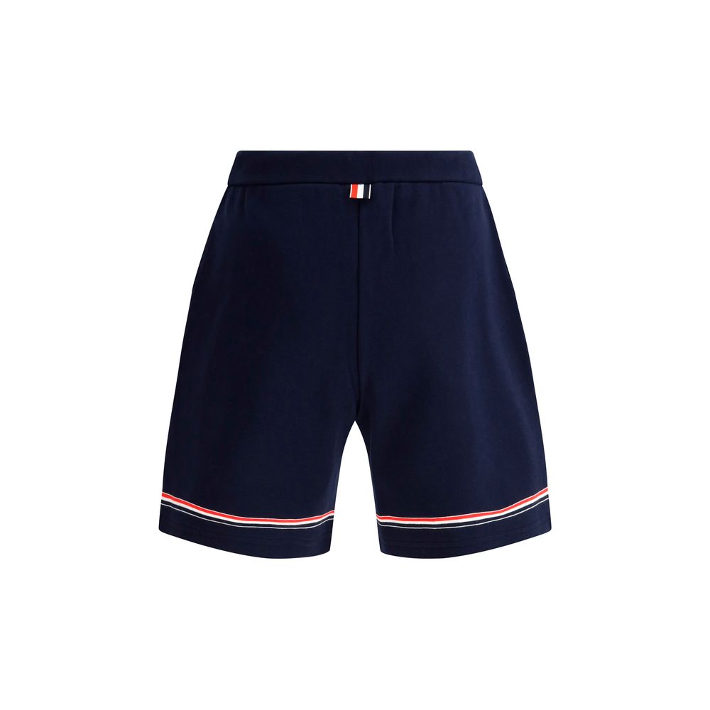 Thom Browne Navy Cotton Short Pants for Elevated Casual Luxury