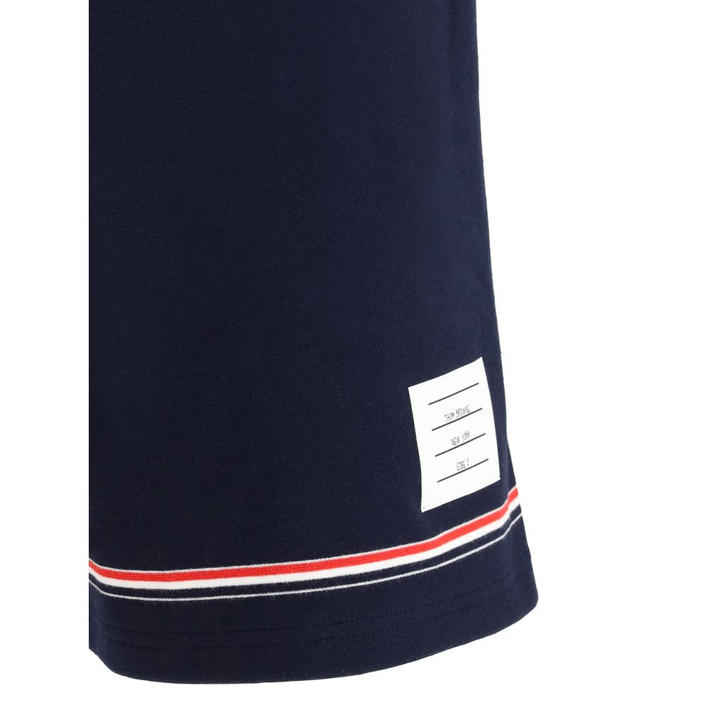 Thom Browne Navy Cotton Short Pants for Elevated Casual Luxury