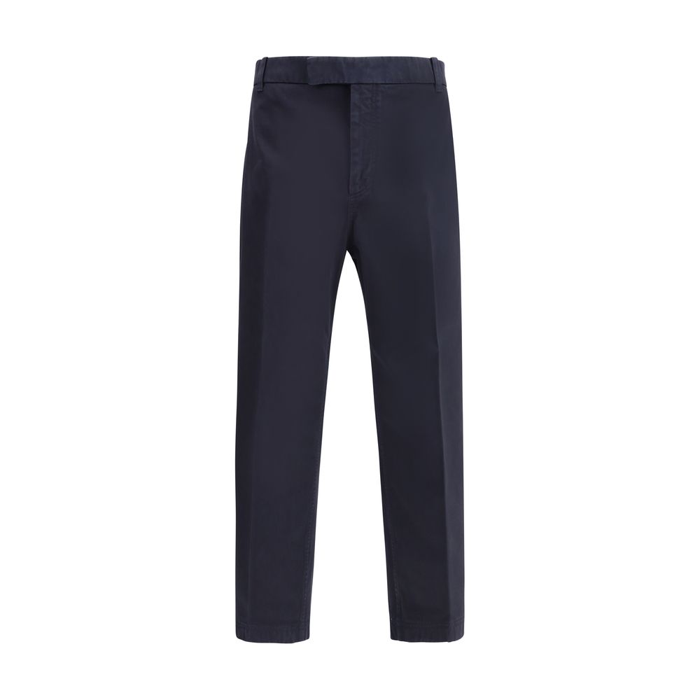 Thom Browne Navy Cotton Pants for Effortless Elegance