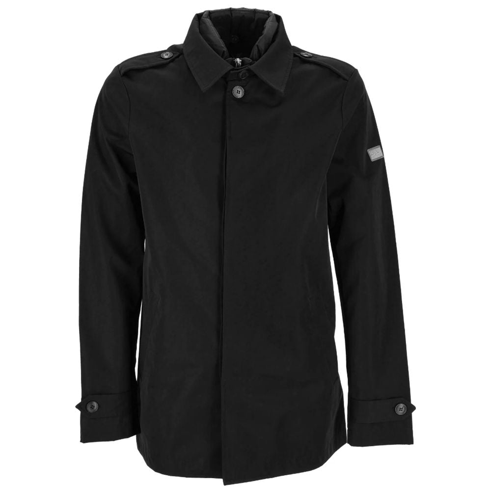 Yes Zee Black Cotton Jacket with Removable Vest Detail