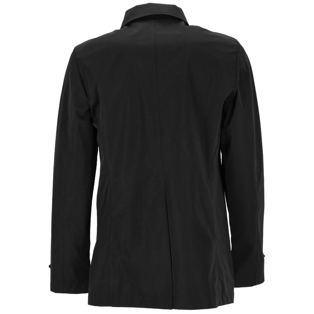 Yes Zee Black Cotton Jacket with Removable Vest Detail