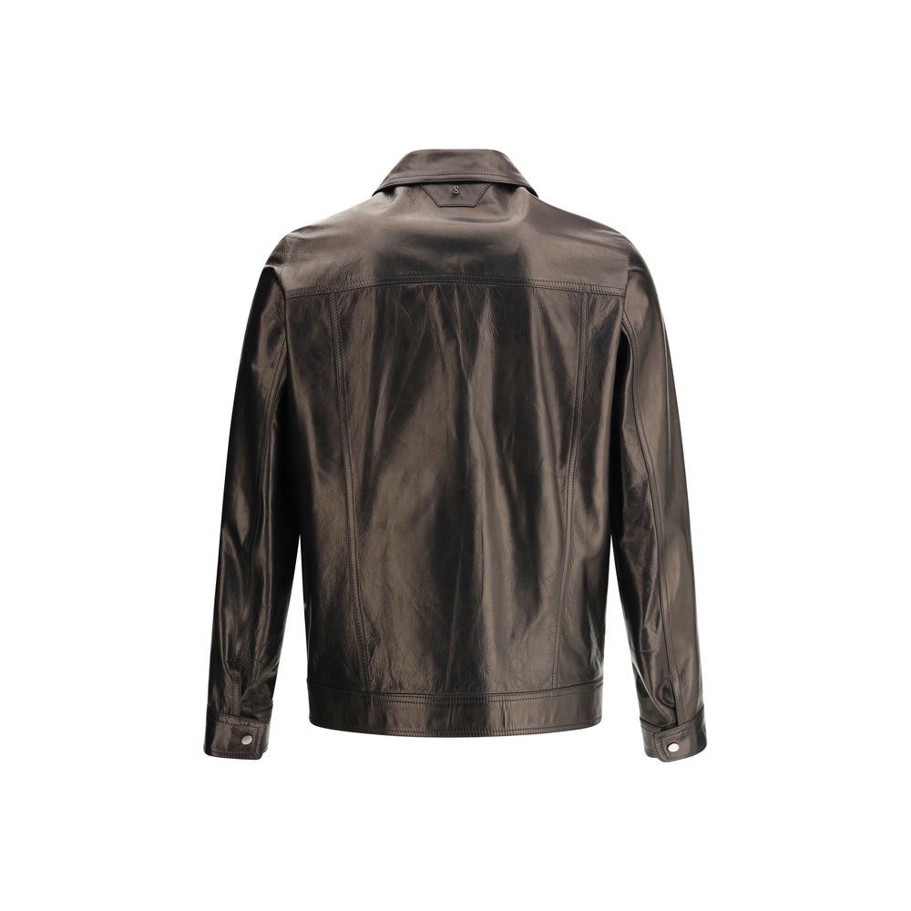 Salvatore Santoro Black Leather Jacket for Timeless Elegance