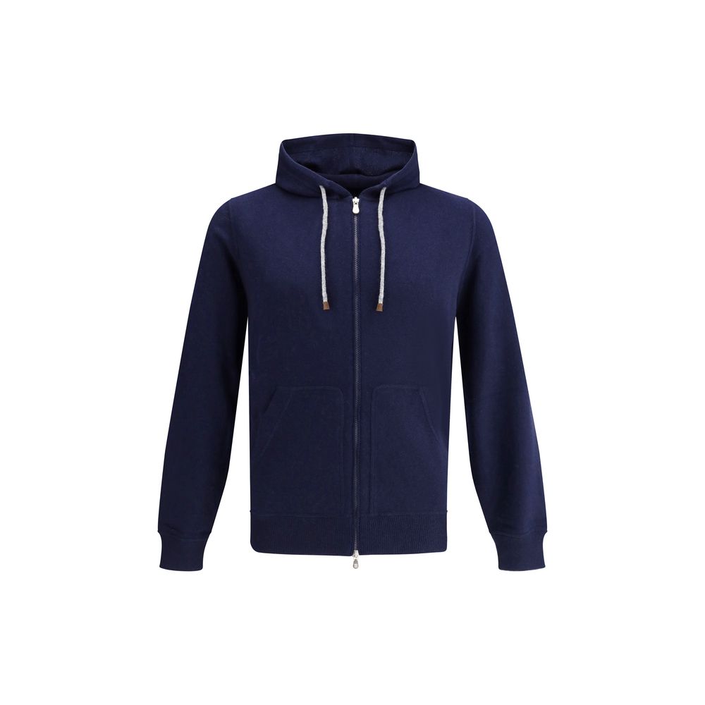 Brunello Cucinelli Grey Cashmere Hoodie in Luxurious Elegance