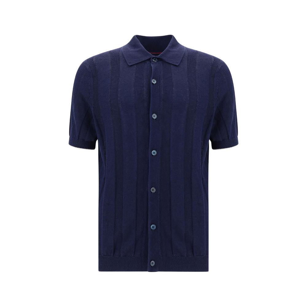 Brunello Cucinelli Navy Premium Linen Polo Shirt