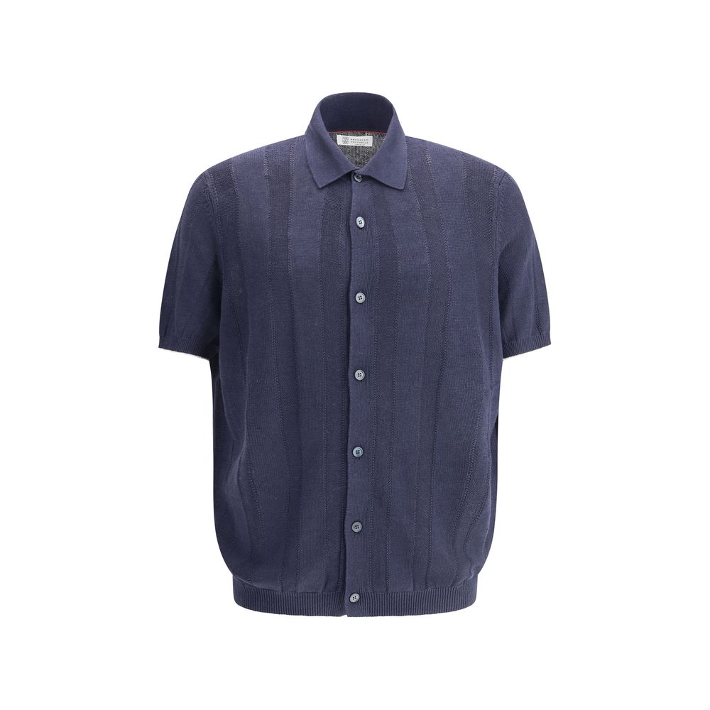 Brunello Cucinelli Navy Premium Linen Polo Shirt