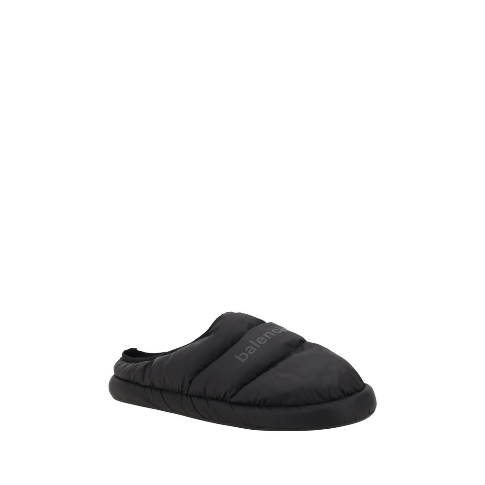 Balenciaga Black Leather Alaska Mules - Quintessential Luxury Footwear