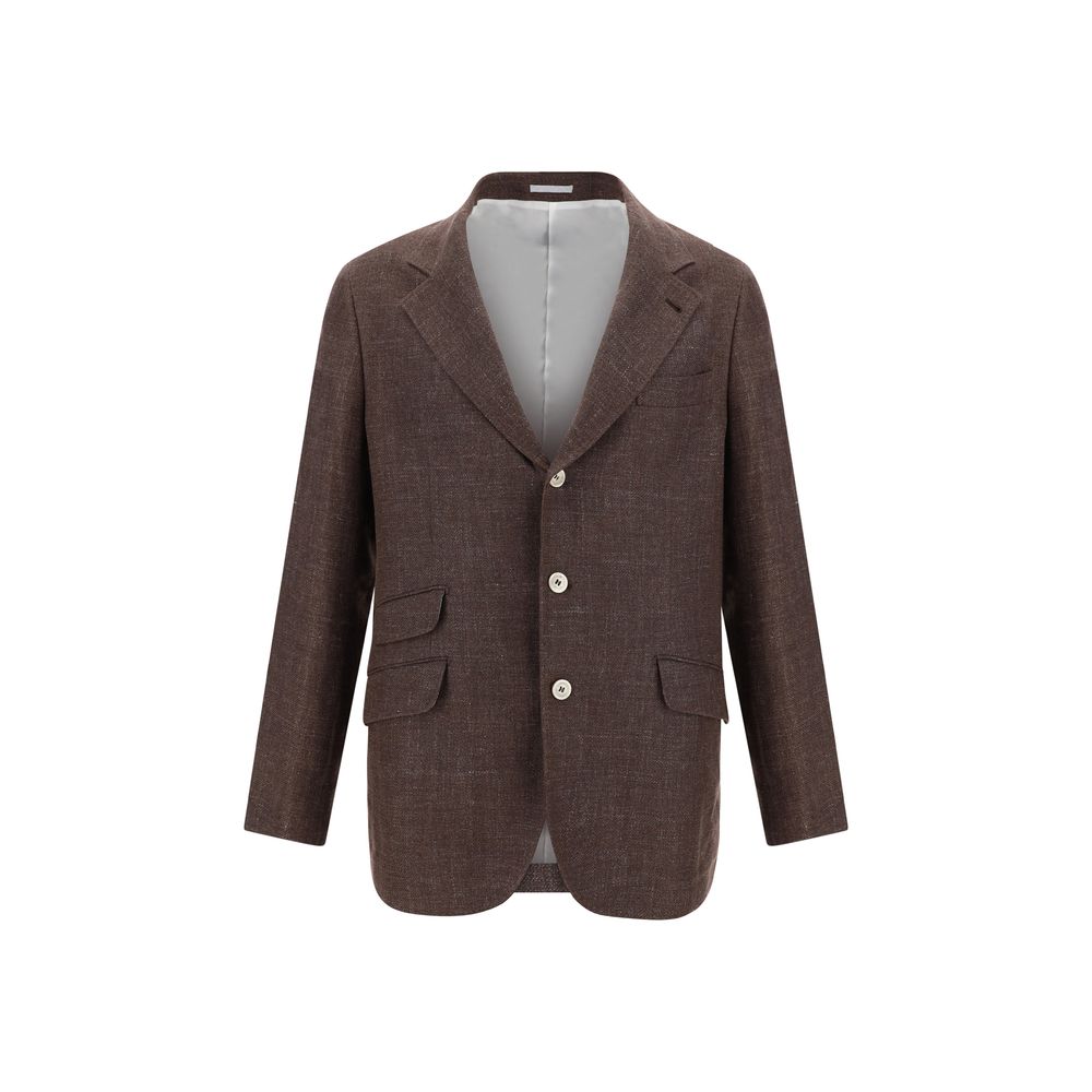 Brunello Cucinelli Beige Linen Blazer Jacket for Effortless Elegance