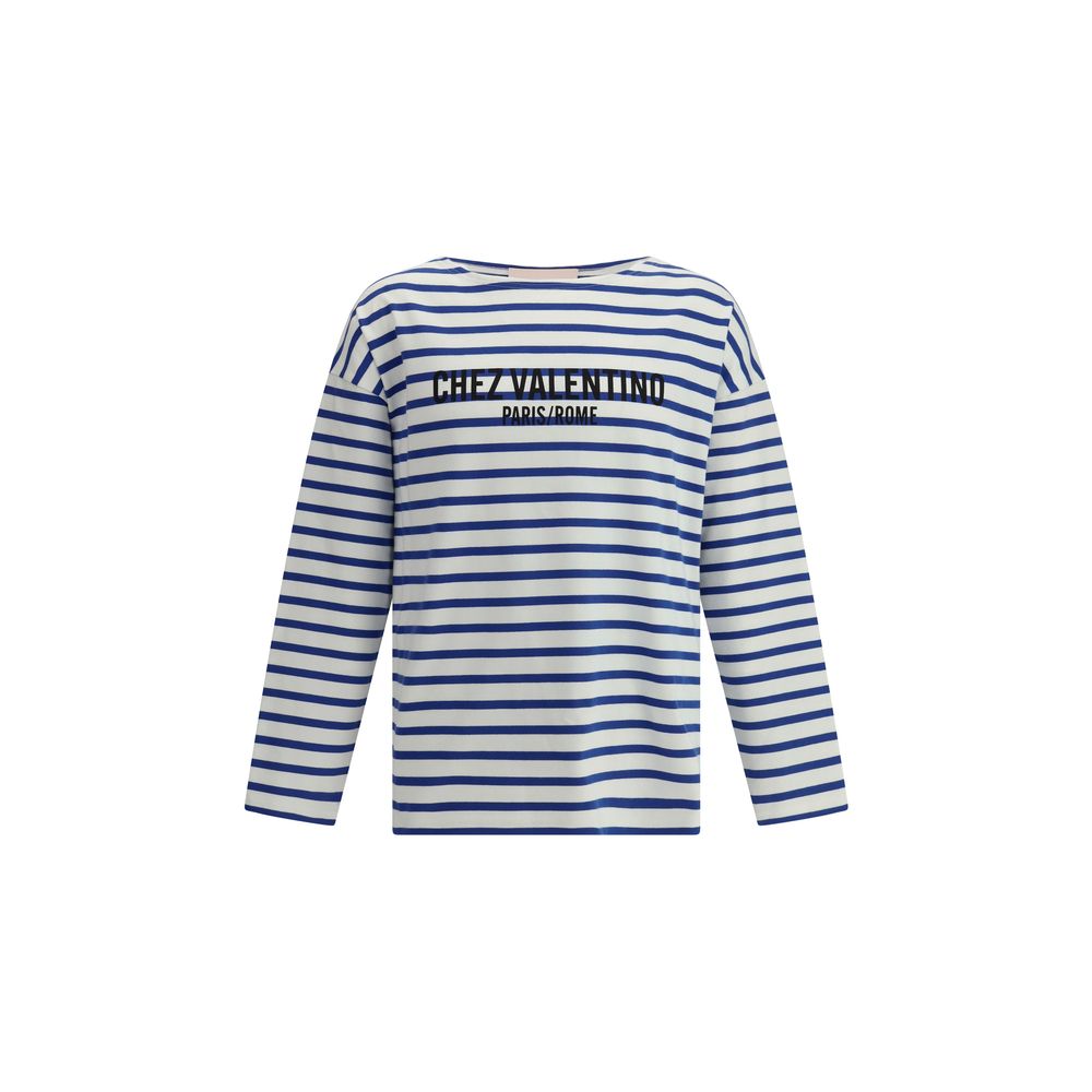 Valentino White Cotton Striped T-shirt - Timeless Luxury Essential