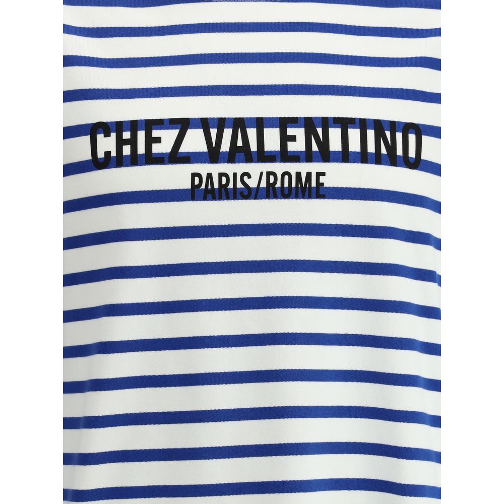Valentino White Cotton Striped T-shirt - Timeless Luxury Essential