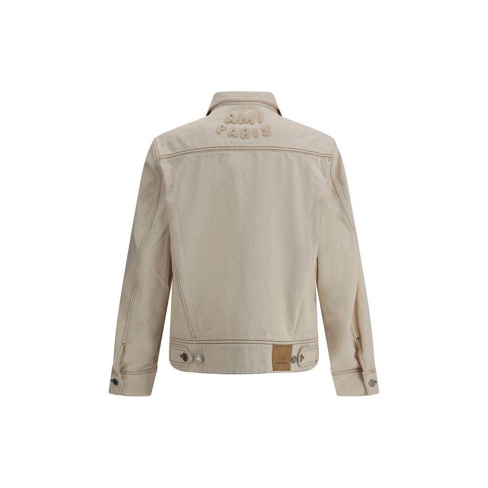 Ami Paris Blue Cotton Denim Jacket for Elevated Casual Elegance